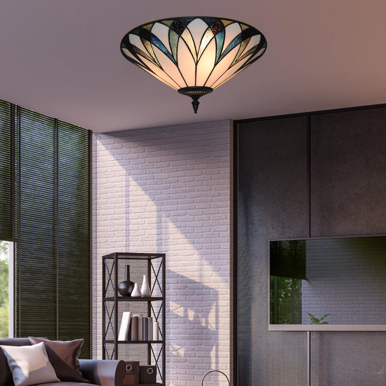 

Винтажный потолочный светильник Тиффани, квадратная лампа из витражного стекла 18 дюймов, 3 патрона E26, для декора кухни и столовой