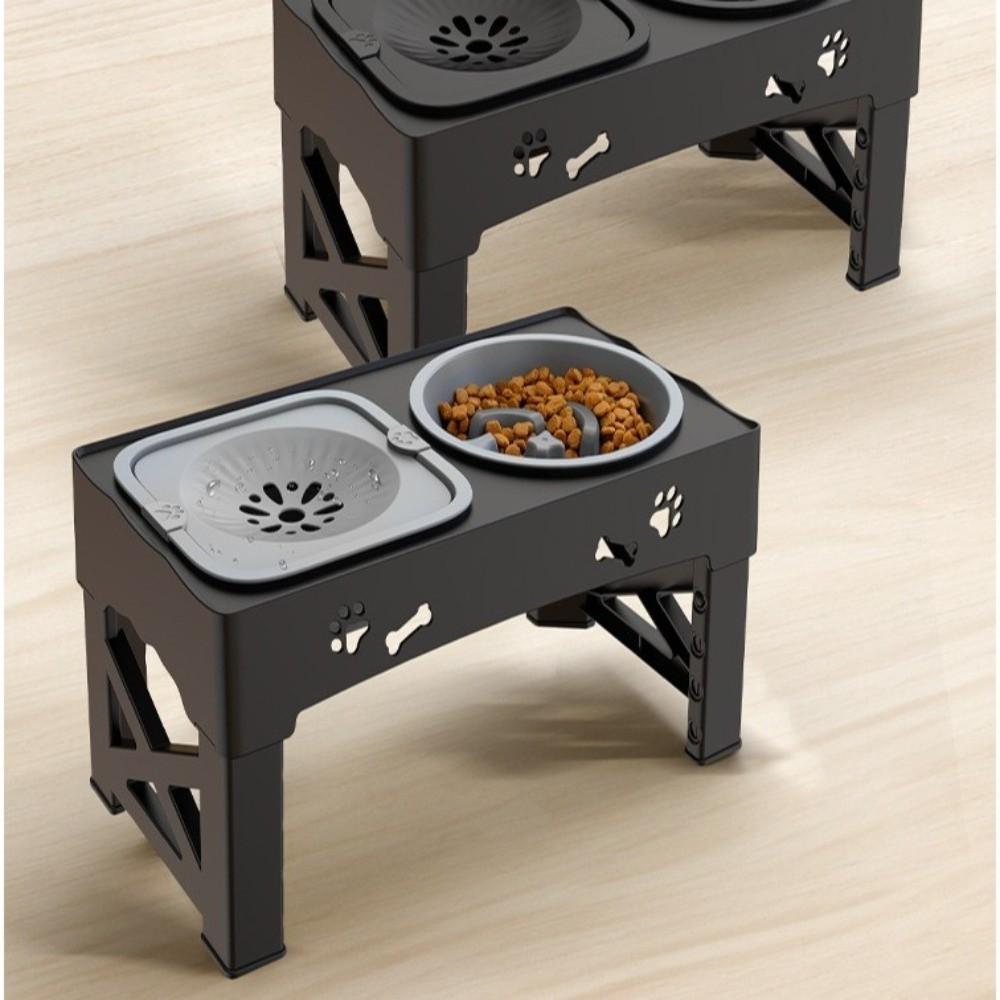 Adjustable Height Slow Feeder Bowl 3 in 1 Dog Double Bowls Pet Feeder  for Feeding and Water