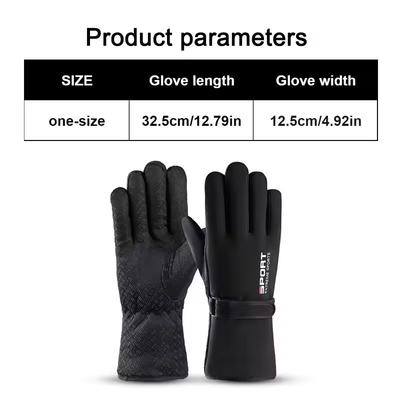 Velvet Insulated Outdoor Sports Gloves for Men Winter Skiing Hiking Waterproof Touch Screen Full Finger Gloves Motorcycle Riding