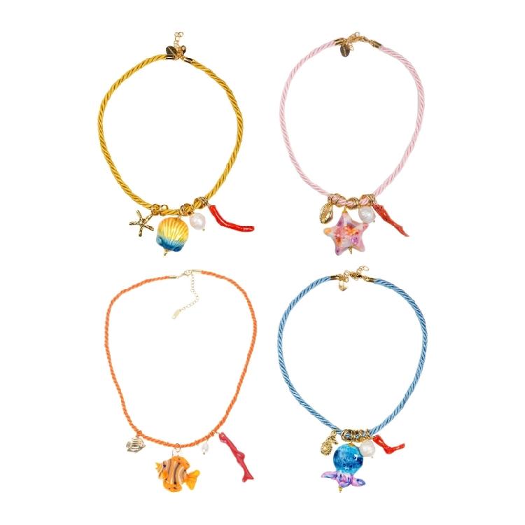 Versatile Oceanics Resin Pendant Necklace Adjustable Chain Designs Ideal for Swimwears and Holiday Accessories
