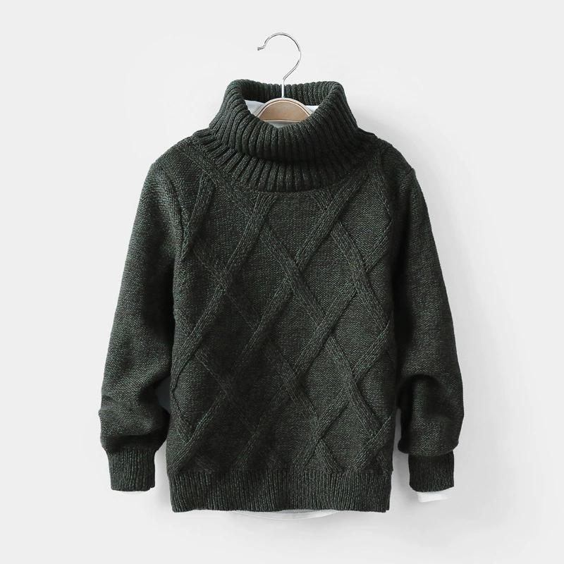 Children's Turtleneck Sweaters Big Children's Korean Children's Clothing Thickened and Velvet Autumn and Winter Pullover Baby Bottoming Shirt