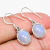 Natural Rainbow Moonstone Gemstone 925 Solid Sterling Silver Earring 1.25" b4B25