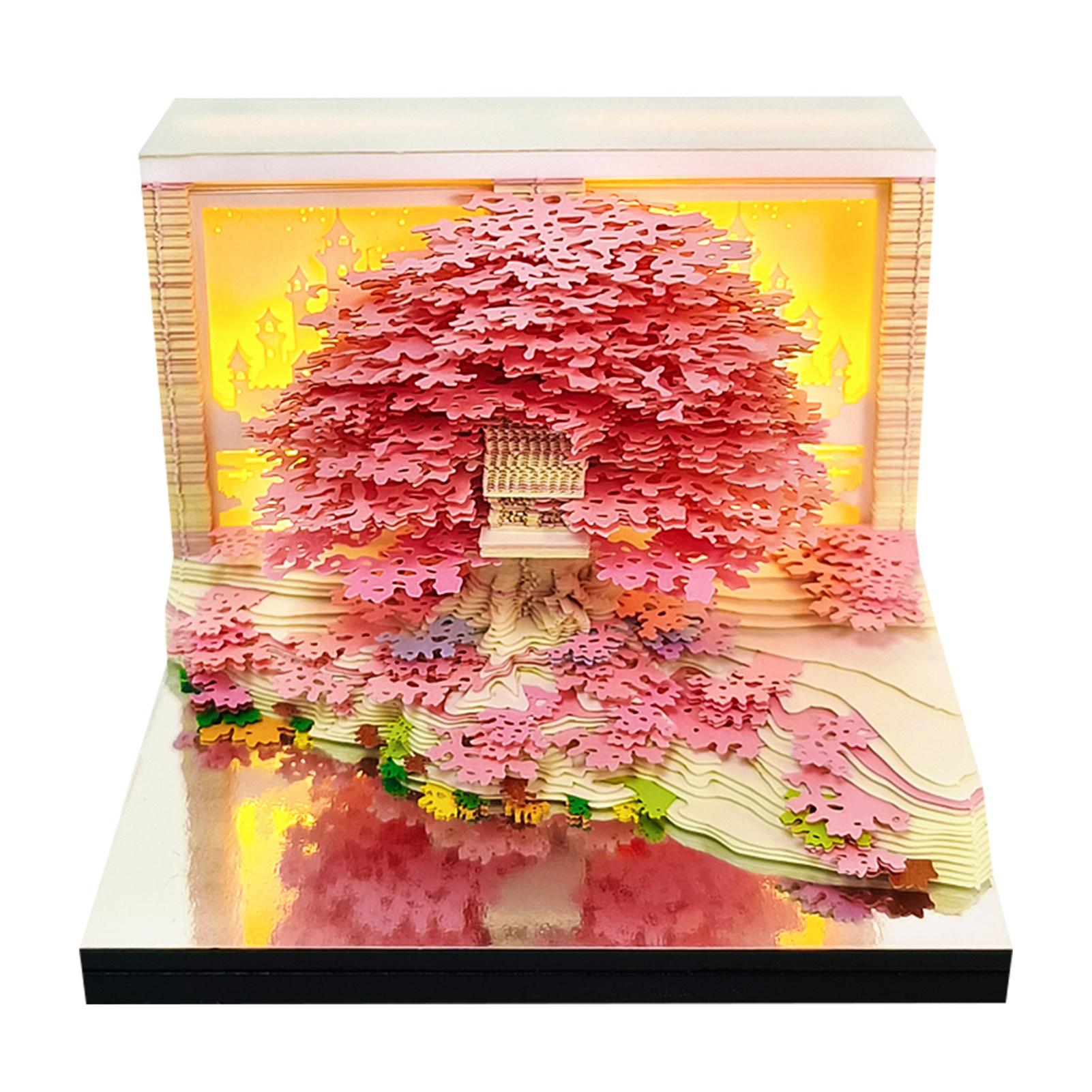 

Unique Paper Sculpture Calendar For Desk Decor LED Light Memo Art Note Papers Student Present рожевий