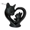 Cute Cat Home Decoration Mother Baby Figurine, 3D Printed Heart Sculpture for Desk Decor, Smooth Surface Statue Modern Art Living Room Study,