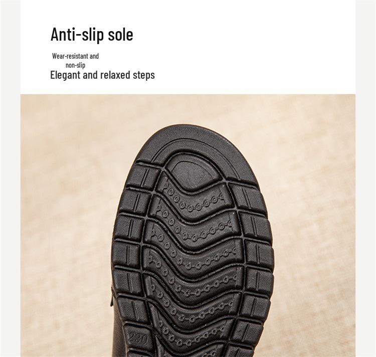 Soft Sole Non-Slip Genuine Leather Slip-On Shoes for Women, Perfect for Middle-Aged or Elderly Moms.