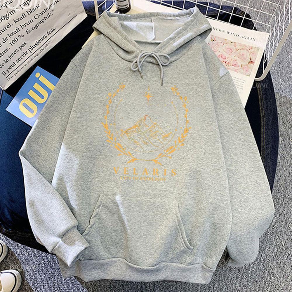 ACOTAR Velaris Printing Sweatshirts Graphic Hoodies Vintage Casual Clothing Winter Sudaderas Fleece O-neck Pullovers