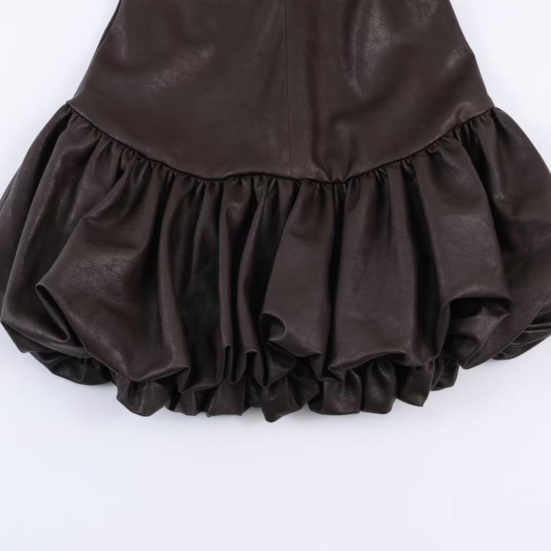 Spring 2026 Spicy Girl Leather Effect Jumpsuit Skirt 
