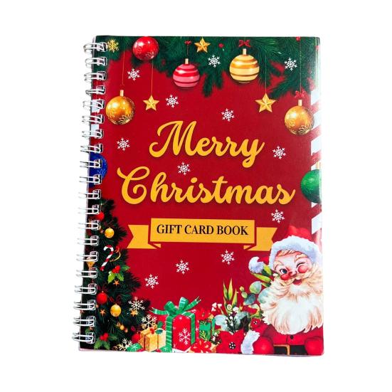 Themed Illustration Gift Organizer Christmas Card Book, 7" x 5" Spiral Bound Merry Creative Holiday Souvenir Book Booklet, Greeting Album Personalized