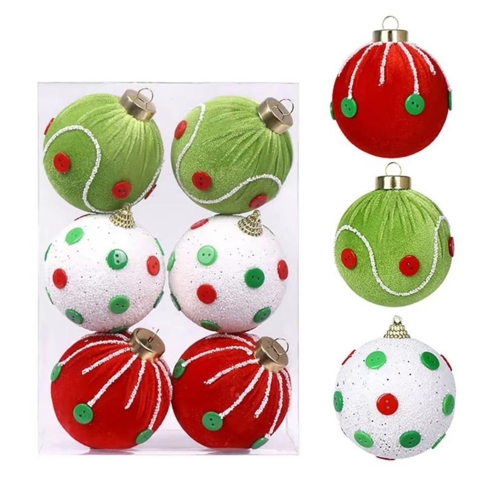 6pcs New Foam Christmas Ball Wrap Cloth 8cm Xmas Tree Ornament Xmas Tree Charm Party Decoration