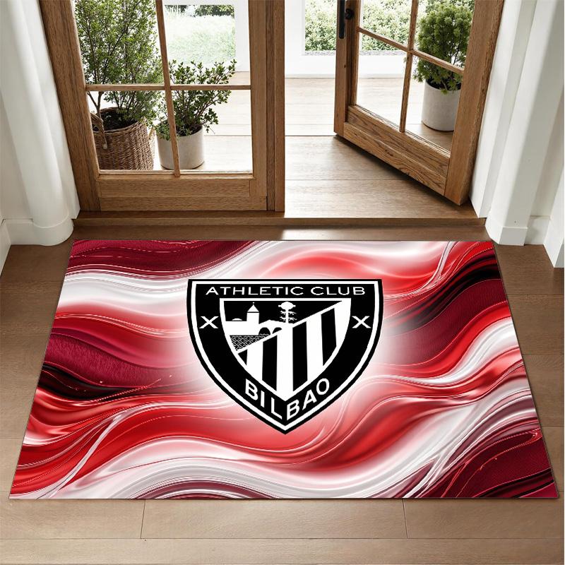 Athletic Bilbao Football Design Crystal Velvet Rug Soft Decorative Mat for Bedroom Entrance