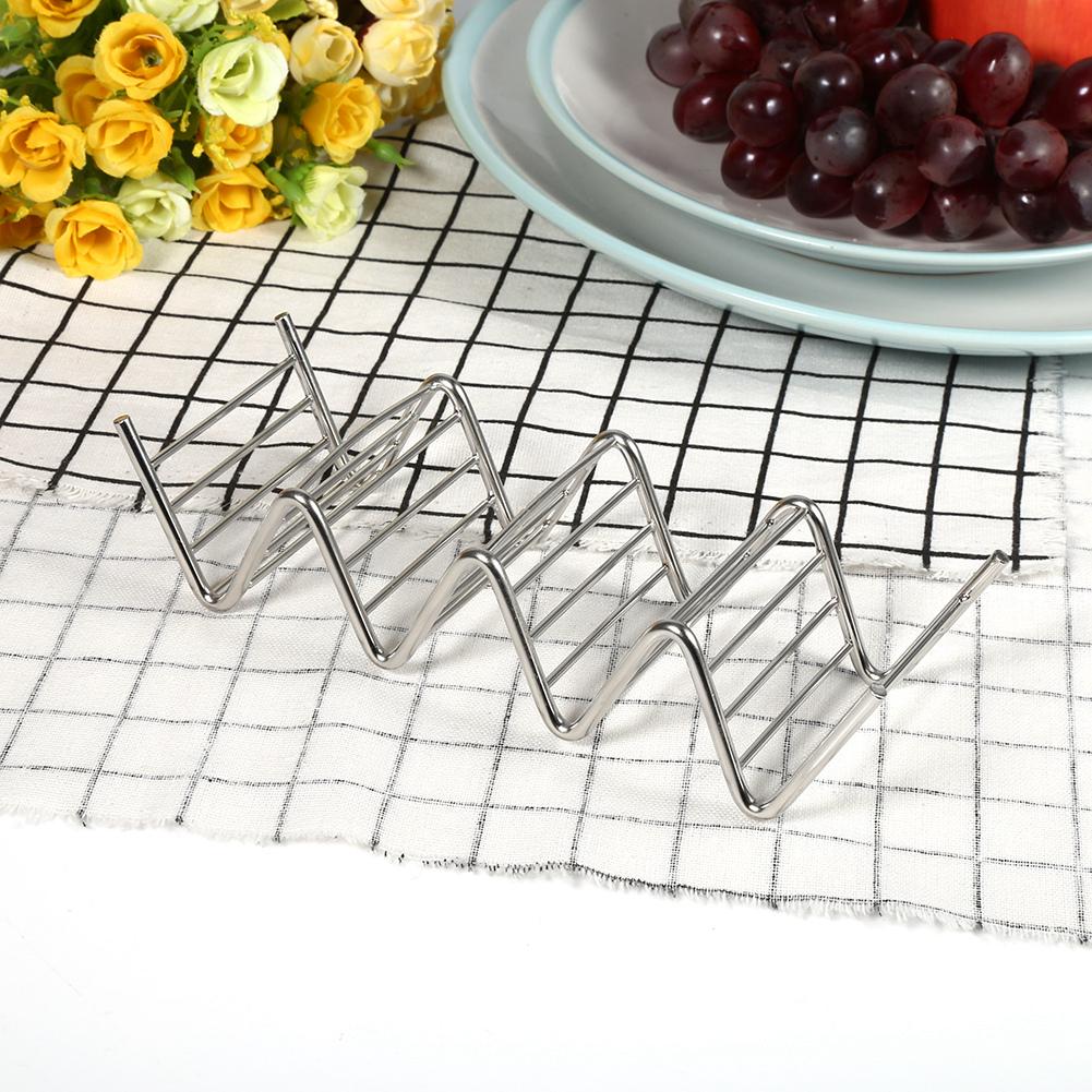 1Pc Practical Taco Holder 4 Wave Shape Stainless Steel Food Rack Hard Shells Kitchen Tools