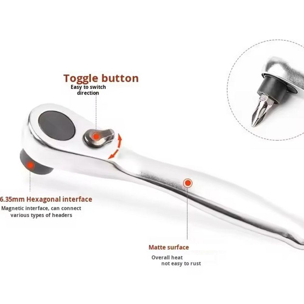 1/4' Mini-Steckschlüsselgriff Ratsche Griffschlüssel Doppelseitig Schnellwechsel-Steckschlüssel Ratsche Schraubendreher Sechskant Drehmomentschlüssel Set Neu