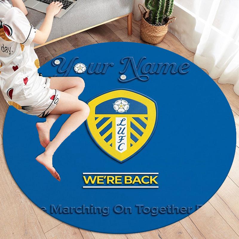 Leeds United Custom Name Round Area Rug,Carpet Rug for Living Room Bedroom Sofa Playroom Decor,Non-slip Floor Mat