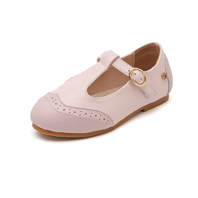 

AS New Kids Shoes Children Princess Shoes Baby Girls Beige Leather Shoes Toddler Fashion Flats Soft Sweet Shoes Party Mary Jane 28