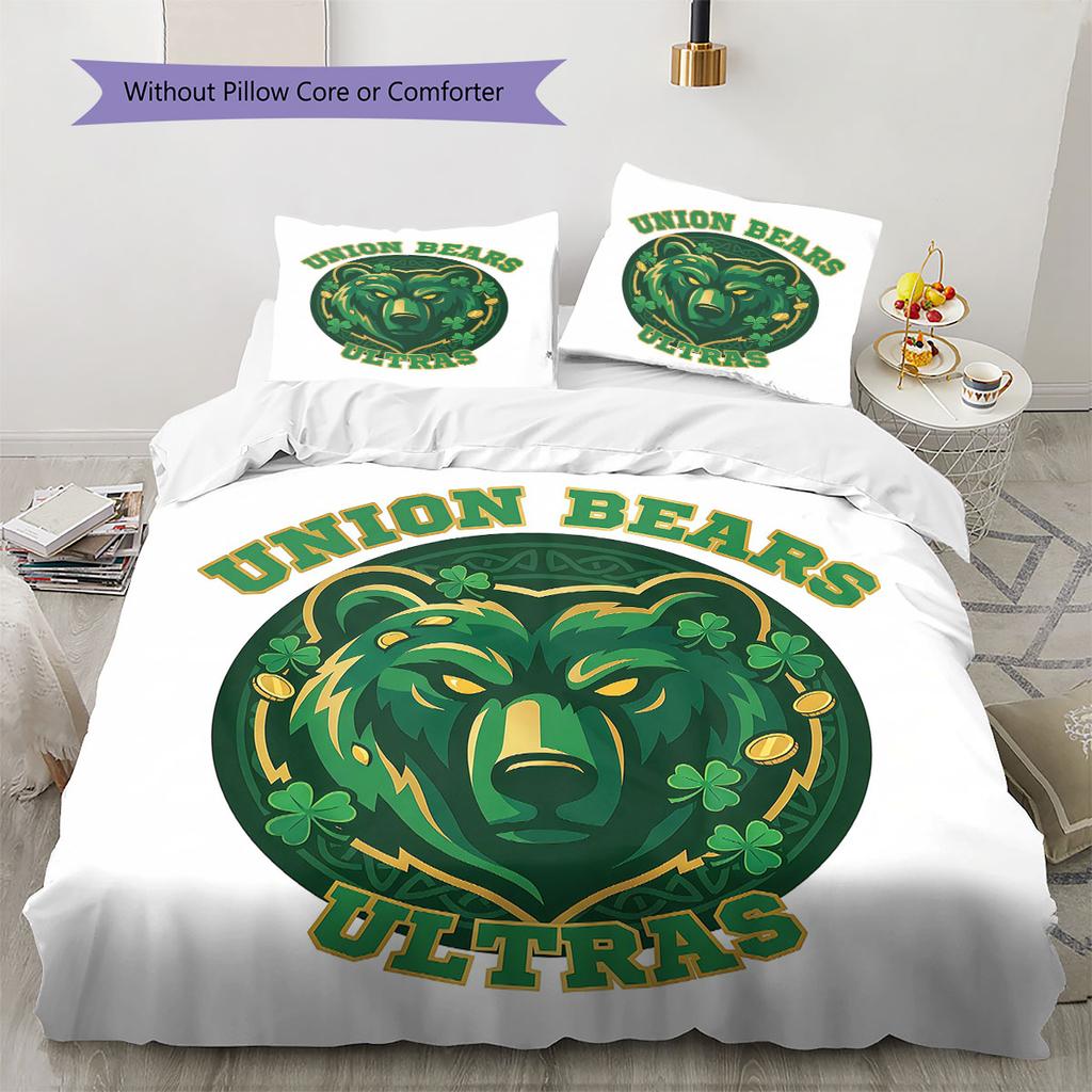 Unionbears Muster Bettwäsche Steppdecke Set Bettbezug Kissenbezug Heimdekoration Geburtstagsgeschenk (1 Bettbezug + 2 Kissenbezüge, ohne Füllung)