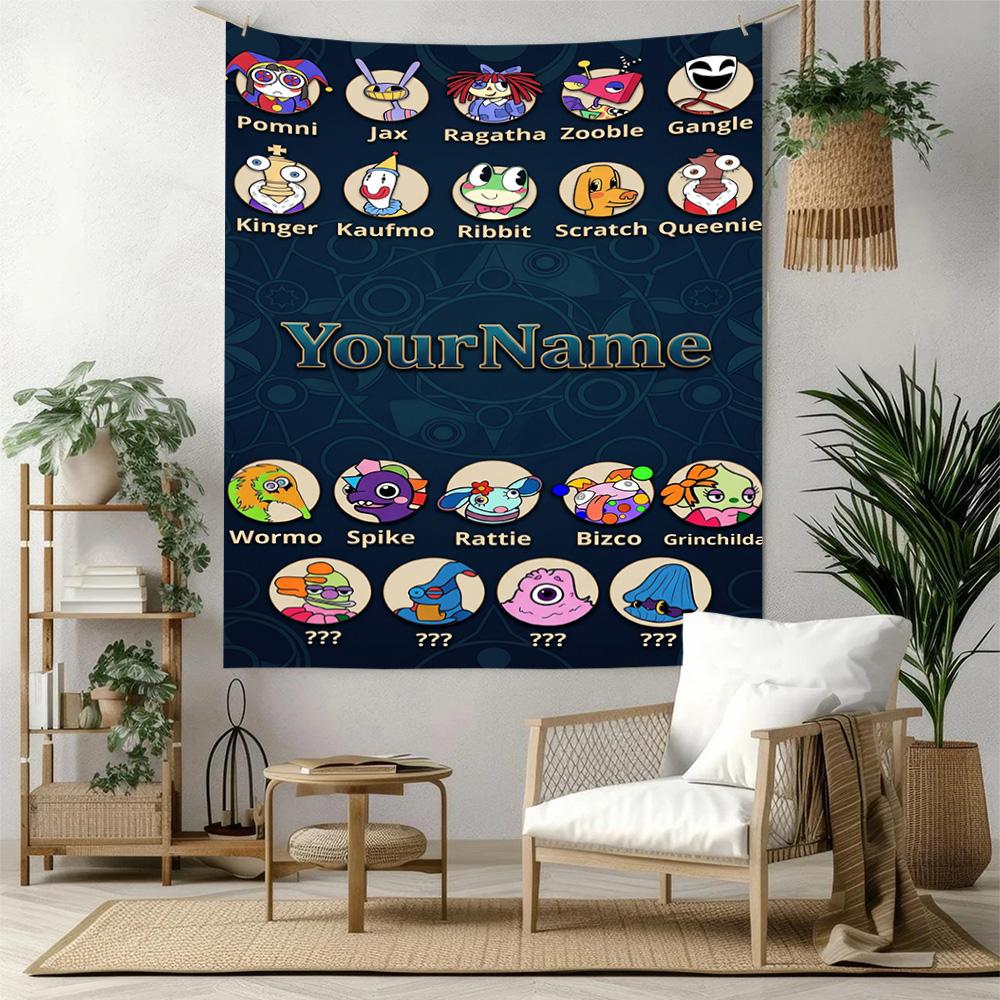 Digital Circus Custom Your Name Wall Decor Tapestry Art For Pet Memorial Birthdaywedding Party Backdrop Family Gift