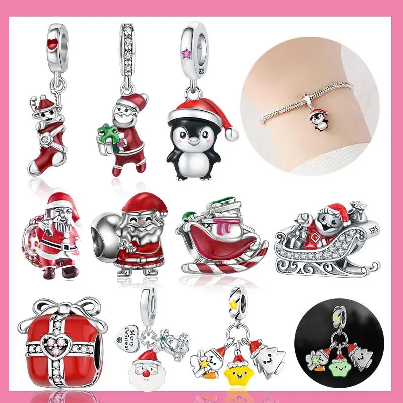 Charms Plata Originalesr Christmas Red Gift Beads For Charm Copper Bracelet Beads Jewellery Making Women'S Gift