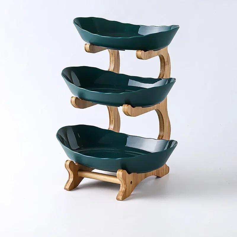 New Fruit Storages Plate Wooden Multi-layer Dining For Household Tabletop Snacks Candies Cake Storage Rack Large Capacity Food