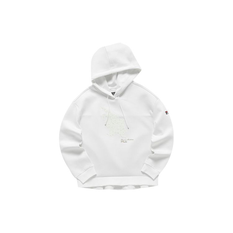 Fila Logo Print Sports Casual Knit Sweatshirt Women Sweatshirt Standard-White F11W218209F-WT