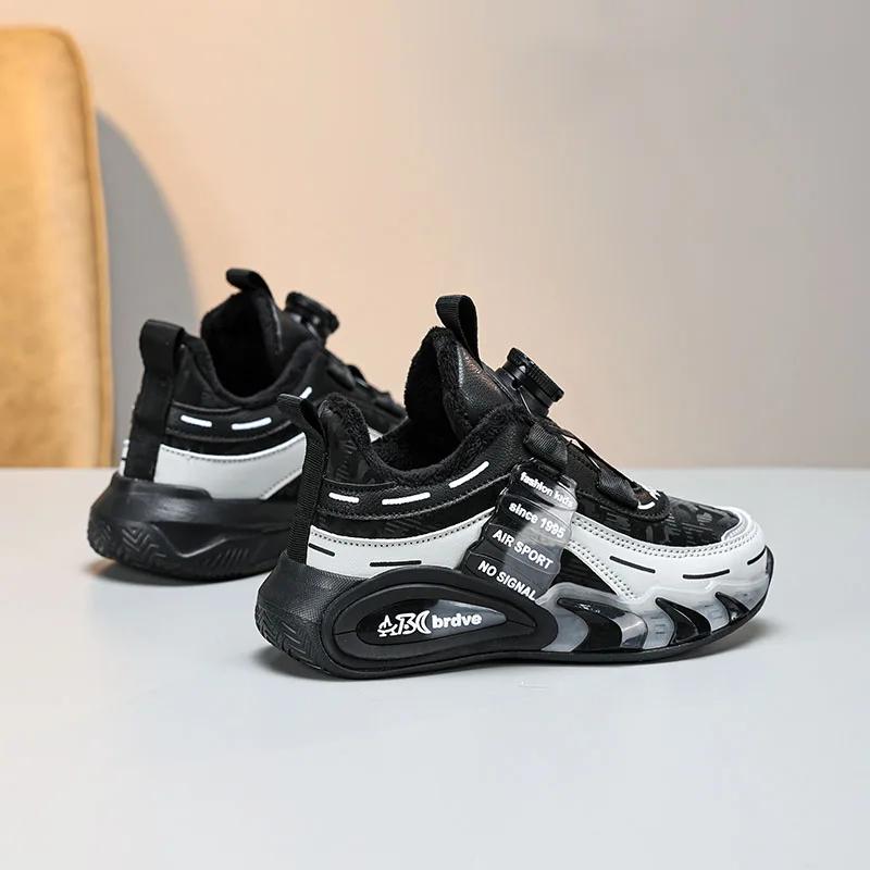 Children Shoes Winter Cotton Sneakers for Kids Waterproof PU Leather Sports Shoes Boys Girls Casual Shoes 2024 New Trend Sneaker