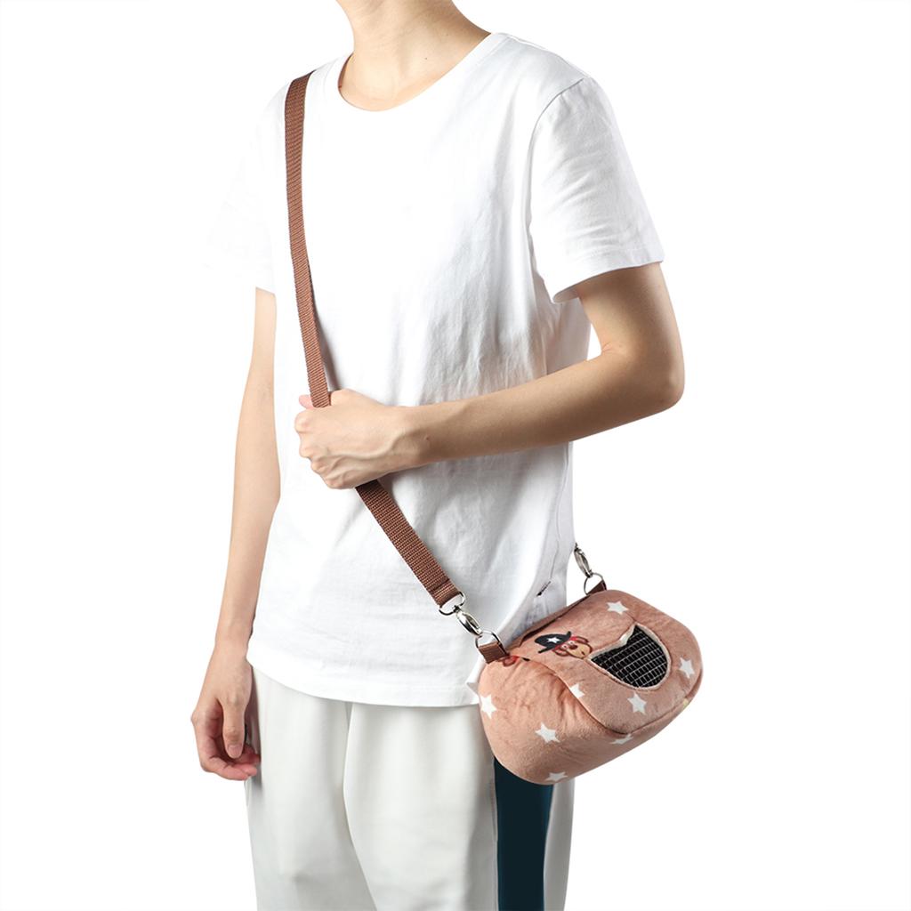 Coffee Flannelette Portable Breathable Pet Hamster Carrier Outgoing Bag for Small Pets Guinea Pig Squirrel Chinchilla