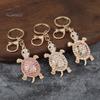 Alloy Shell Keychain Pendant Pendant, 3D Turtle Design Key Holder with Sparkling Rhinestones Inlaid, Three-dimensional Charm Easy to Attach Lucky for