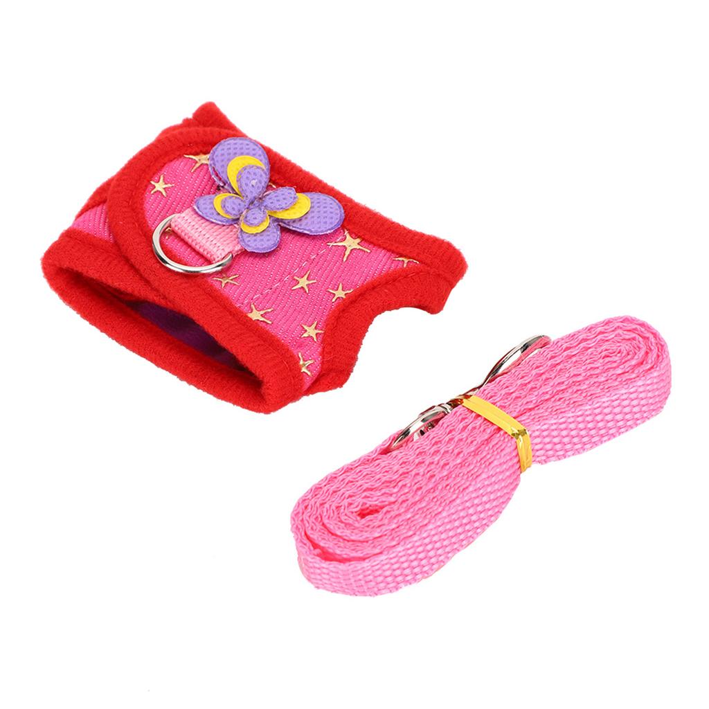 Small Pet Animal Leash Harness Set Chest Strap Traction Vest for Rabbit Hamster Guinea PigRed M