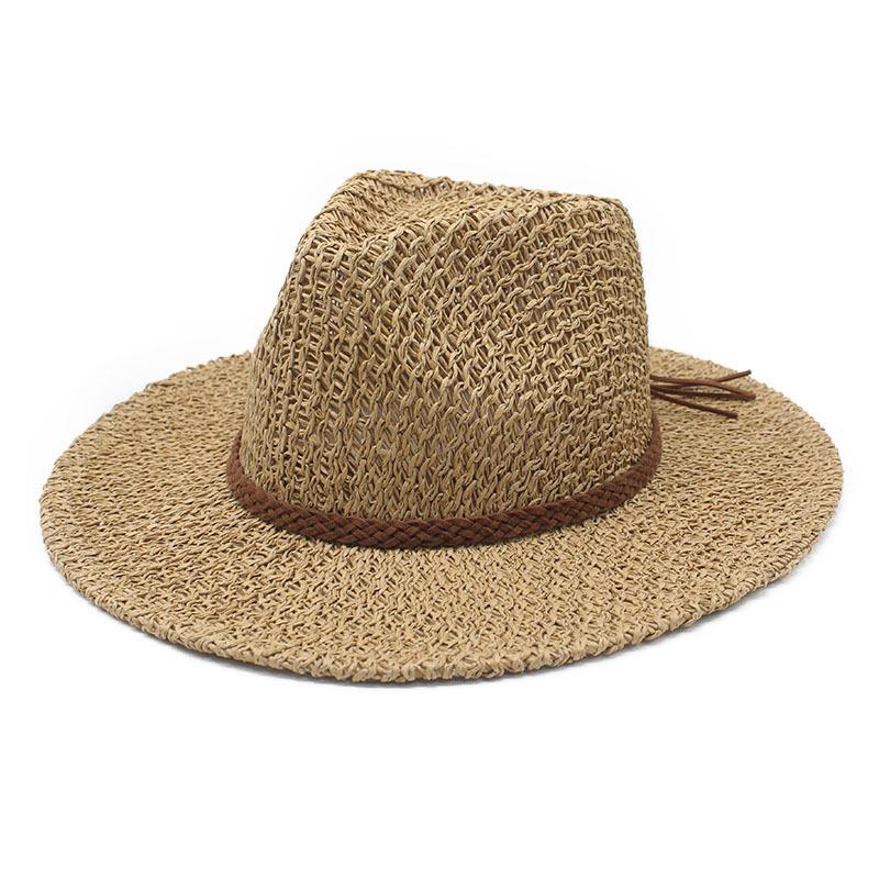 Straw Hat Summer Outing Sun Hat Hollow Western Cowboy Hat Jazz Hat Beach Visor