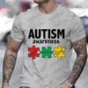 New Men's T-Shirt  Autism Awareness Print Short-Sleeved Shirt Summer Casual T-Shirt for Men Fashion Top Oversized Men's Clothes