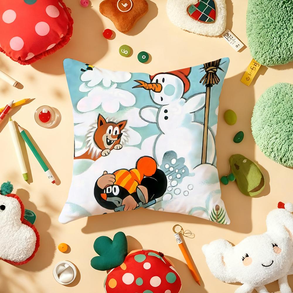 Cartoon K-Krteks Kawaii Cushion Cover Plush Fabric Soft Double-Sided Printed Sofa Warm Winter Home Gift Pillow Cover