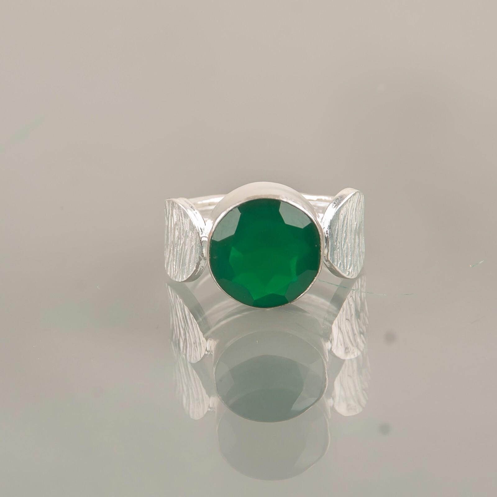 

Изготовленное вручную украшение из зеленого оникса из стерлингового серебра 925 пробы, кольцо обещания для нее RR-1-37 13