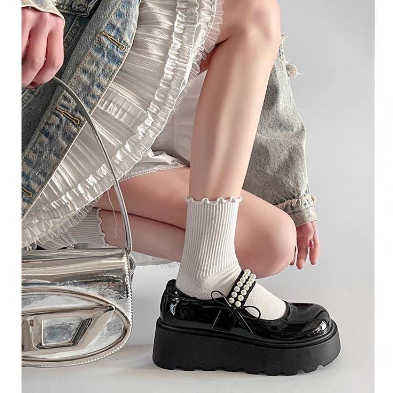2025 New Fashion Retro Spring Autumn Japanese Women Mary Janes Shoes Bow Platform Single Lolita Shoes Women's Ballerinas Tacones