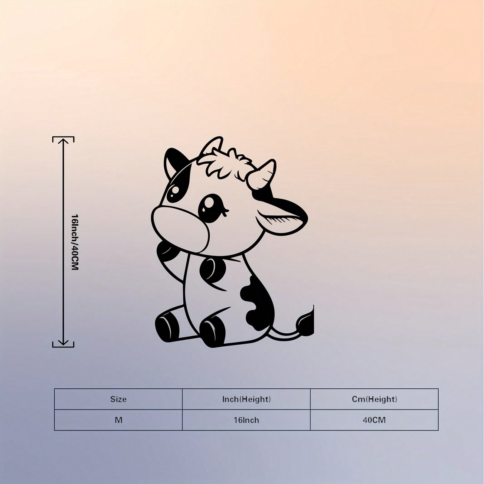 Vivid Eyed Powder Coated Cow Calf Metal Wall Art Farmhouse Statue Gift