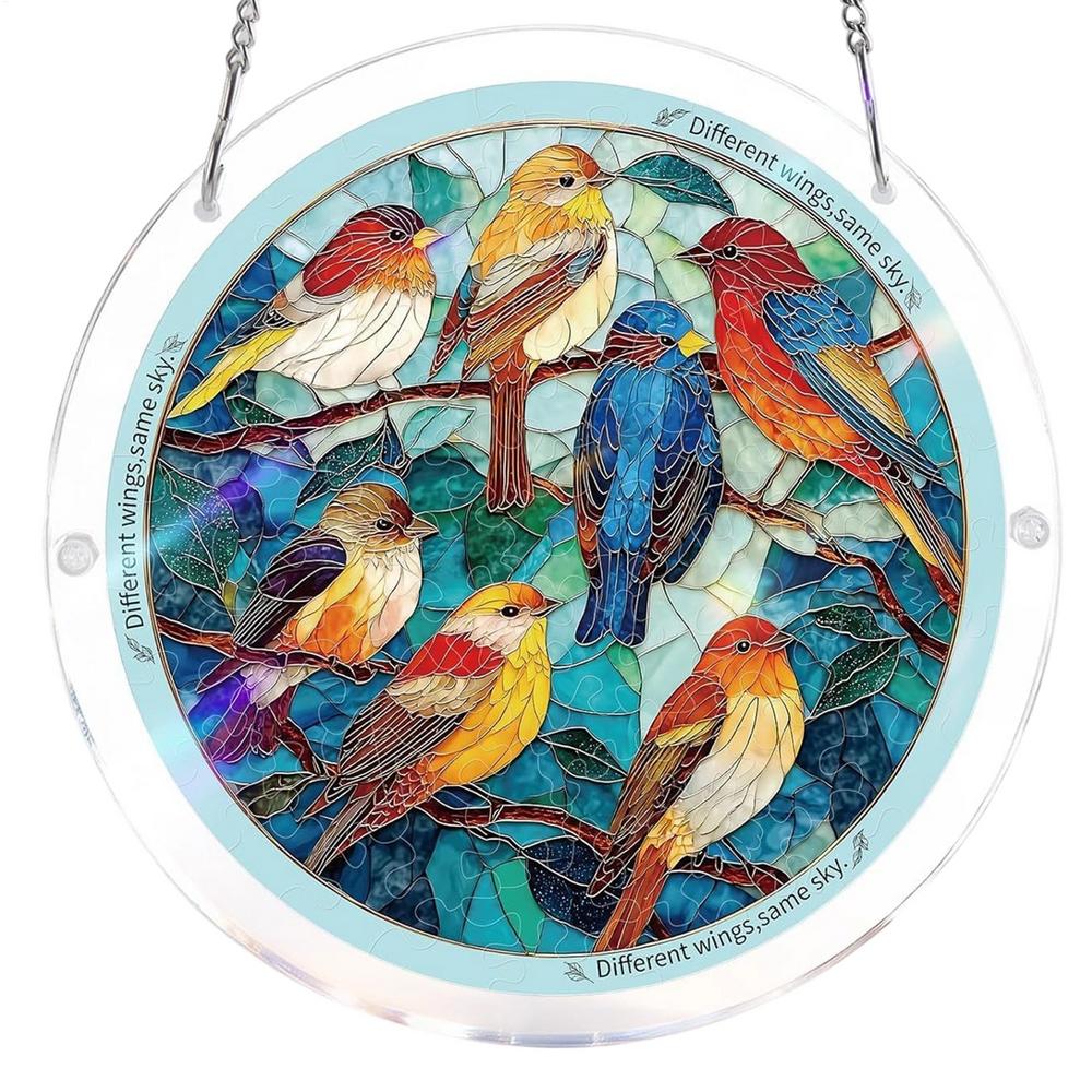 Acrylic Suncatcher Jigsaw Puzzles 2D Acrylic Ornament Decor Suncatcher Puzzle Window Decoration for Indoor Home Living Room