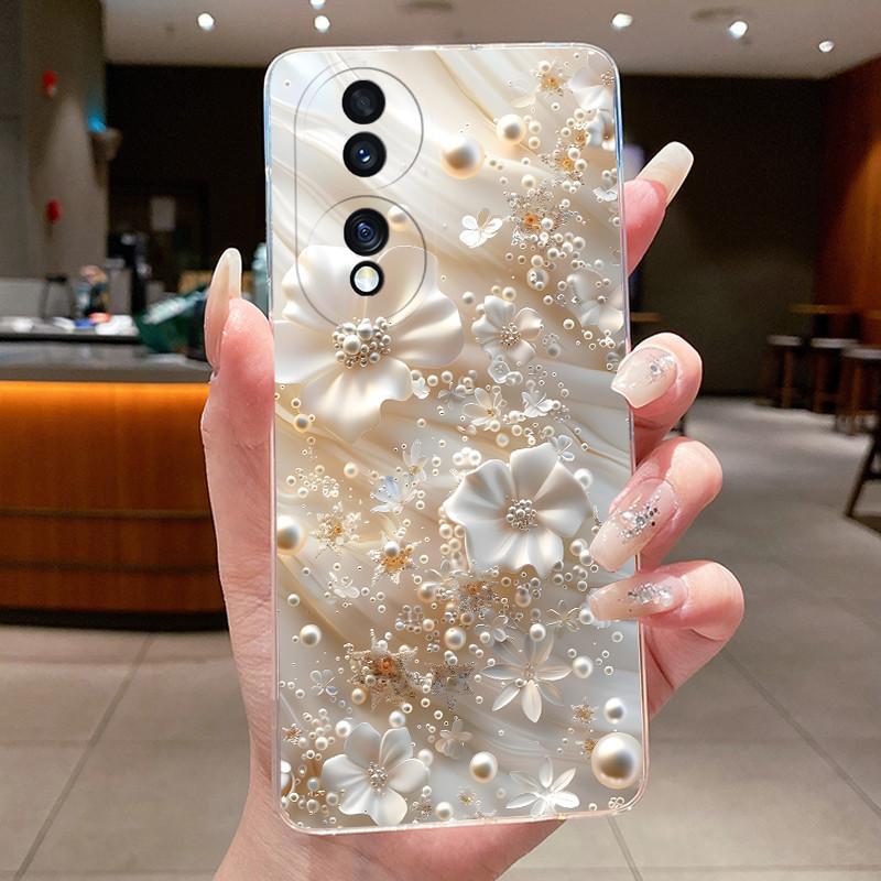 Coque pour Honor 70 FNE-NX9 Transparente Luxe Papillon Mode Fleurs Souple TPU Silicone Housse de Téléphone pour Honor70 5G Coque Transparente
