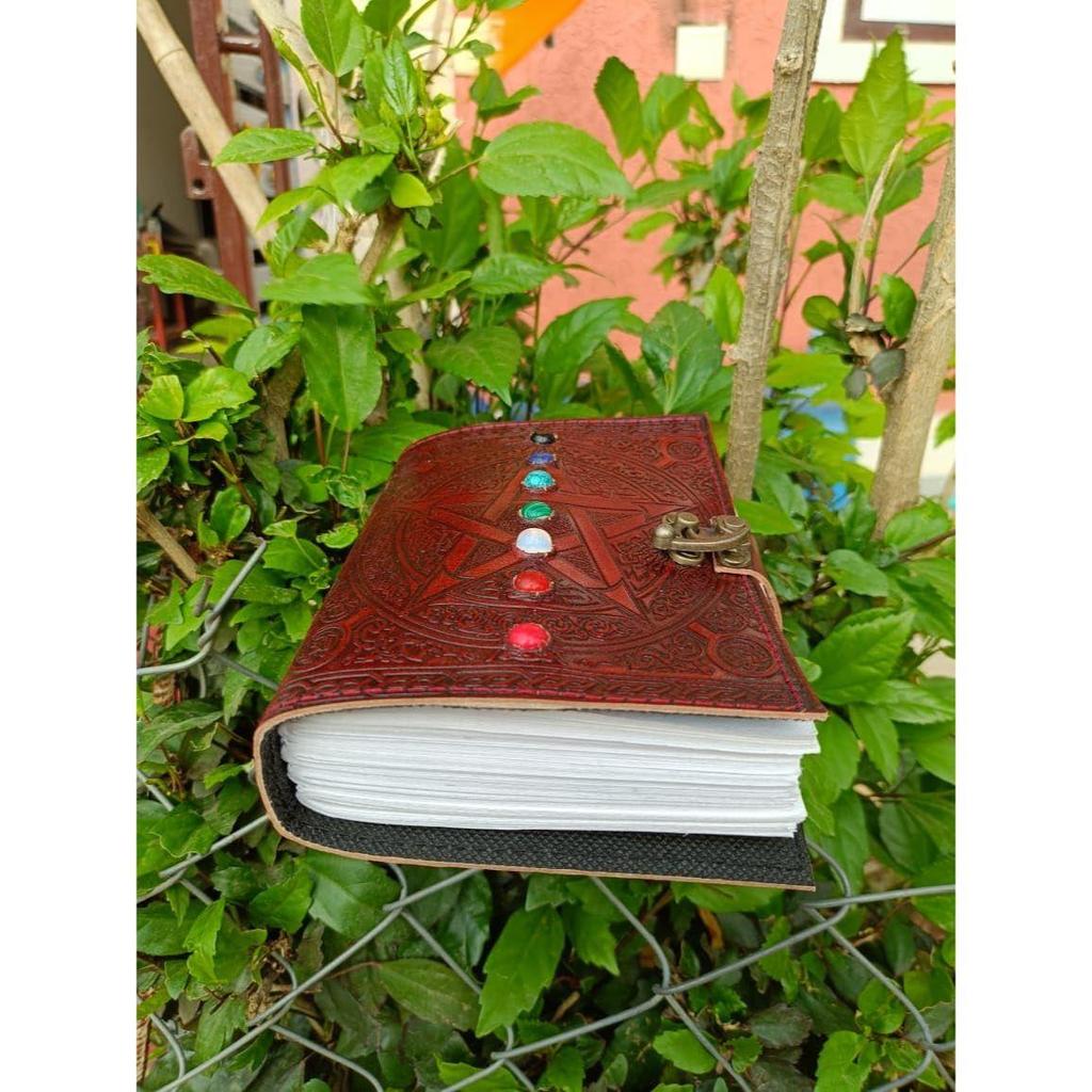 Leather Journal Notebook brown stone Pentagram Witch Craft Embossed Writing Handbook Leather Journal Book Office Diary College Sketchbook 5 x 7 inches