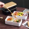 Wood Grain Lunch Box Large Volume Double Layer Sealed Leak-proof Microwave Oven Bento Box Handy Food Storage Container