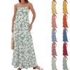 Women's Spring And Summer Casual Fashion Adjustable Suspender Printing Long Dress