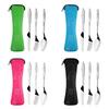 3Pcs Stainless Steel Knifes Fork Spoon Set Family Travel Camping Cutlery Four-piece Dinnerware Set Outdoor Tableware with Case