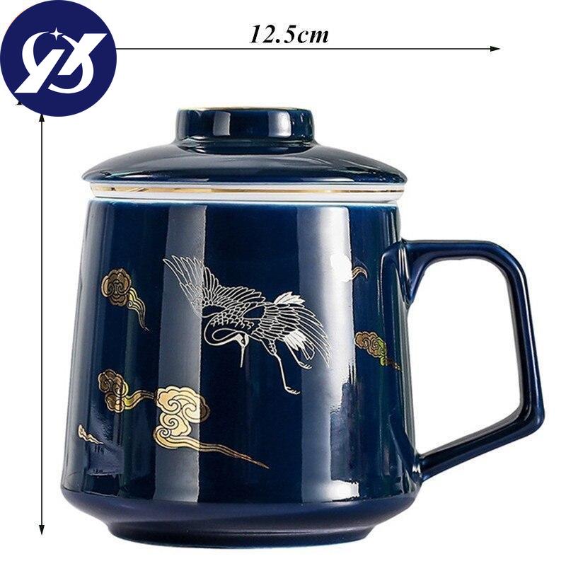 Keramický oddělovací šálek na čaj Porcelánové ručně malované šálky s filtrem Kreativní barevná glazura Kancelářský hrnek na vodu Nádobí na pití