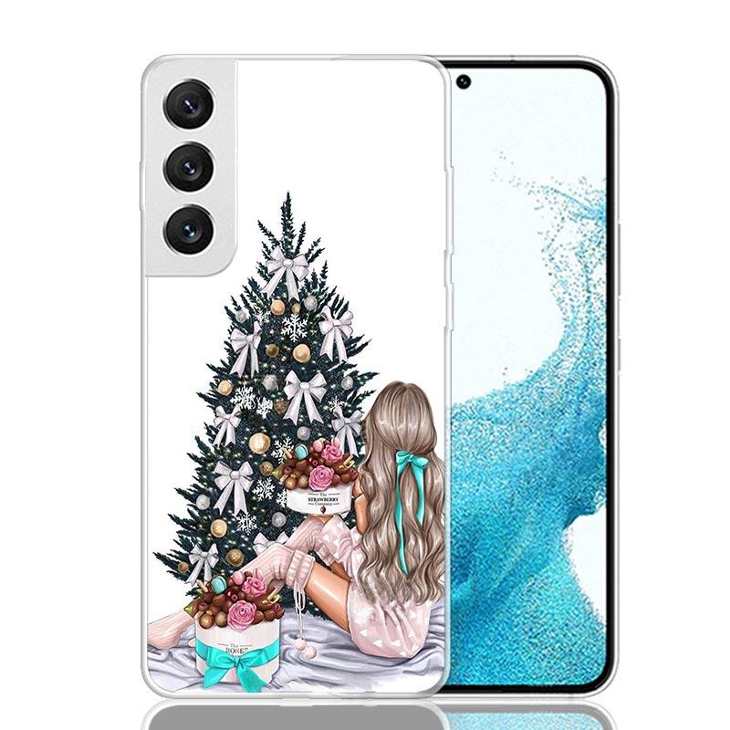 

Christmas Art Girls Coffee Phone Case For Samsung Galaxy S25 S24 S23 S22 S21 FE S20 Ultra S10 Plus Art Customized Coque Capa S24 Samsung S21 Ultra