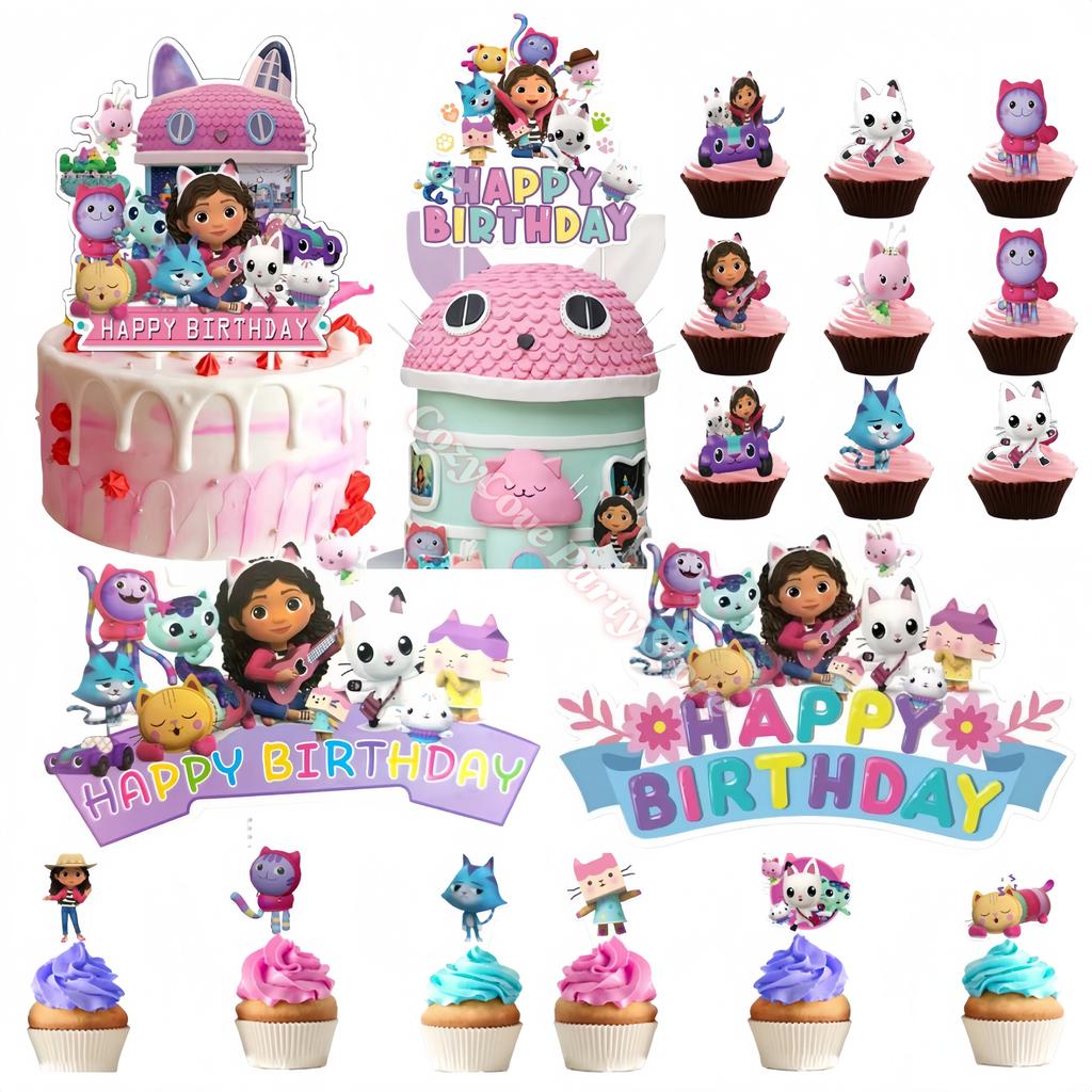 Gabby Dollhouse Birthday Cake Decoration For Kids Favor Cake Toppers Cute Gabby Cats Cupcake Topper For Girls Cake Supplies Gift
