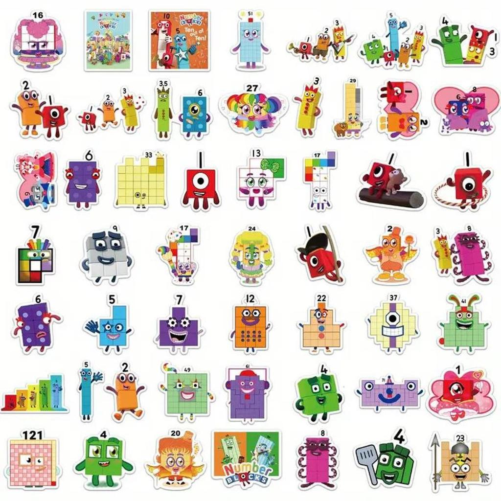 Стикеры Намбер Блокс Numberblocks стикерпак наклейки набор наклейок 52 шт
