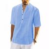2023 Men's Mid-Sleeve Casual Linen Shirt: Comfortable European & American Style