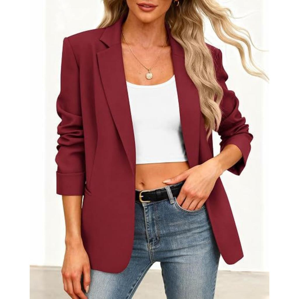 Women's Business Casual Long Sleeve Lapel Collar Jacket for Work Wear