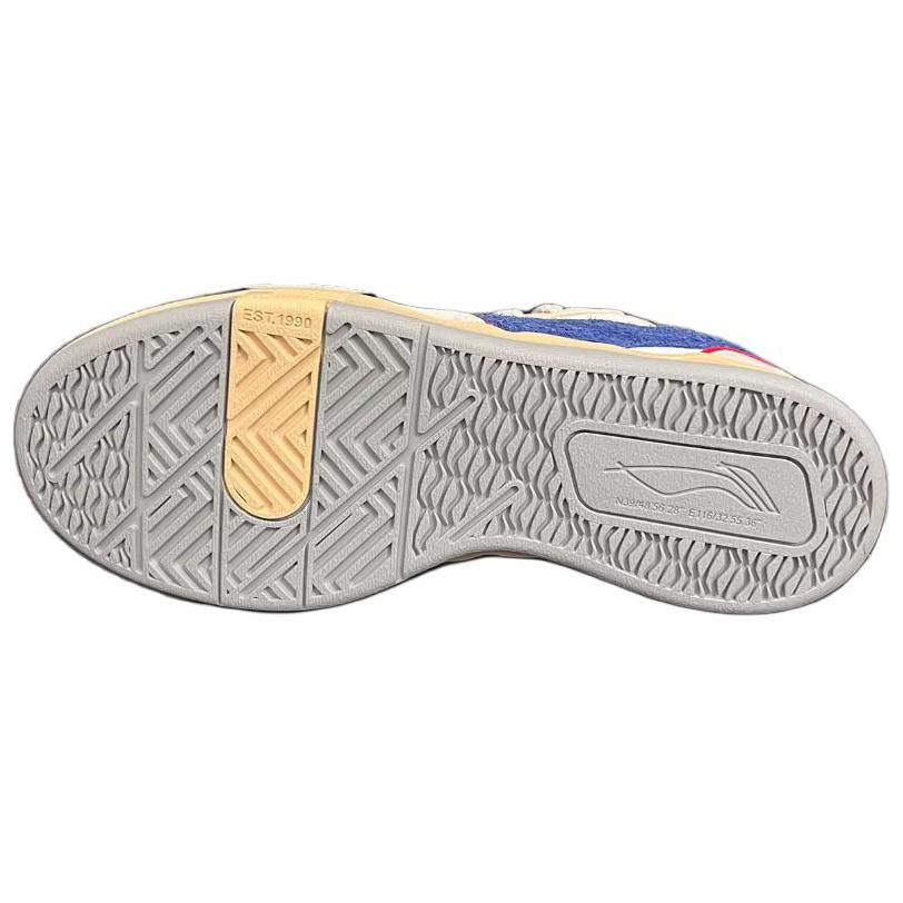 New LiNing Slip-Resistant Cushioning Wear-Resistant Low-Top Skateboard Shoes Men's Beige Blue AEPU025-3