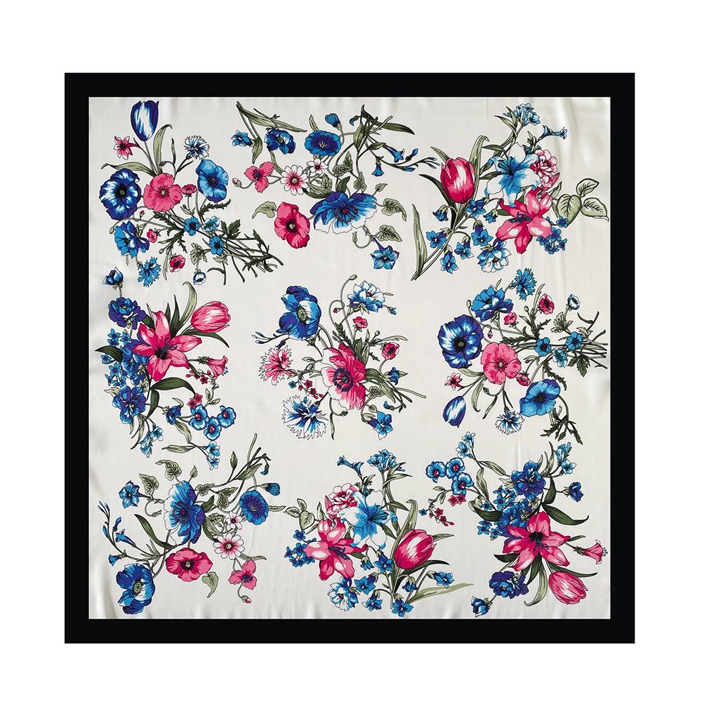 Magnolia silk scarf women's neck scarf simulation silk new small square scarf sweet printed scarf shawl sun protection