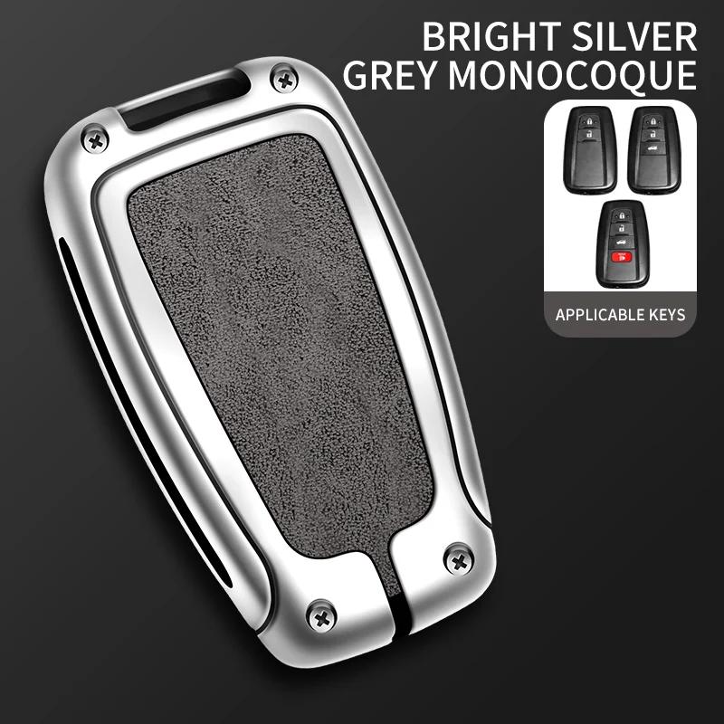 VCA2 Zinc Alloy Leather Car Protector Key Case Cover Shell for Toyota Crown Auris Land Cruiser 200 Auto Keychain Accessories