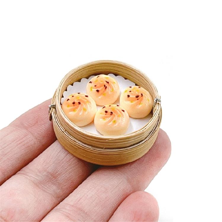 Detailed Miniature Steamer Buns Dumplings Set 1/12 Scale Doll House Realistic Kitchen Restaurant Scene Display Decors