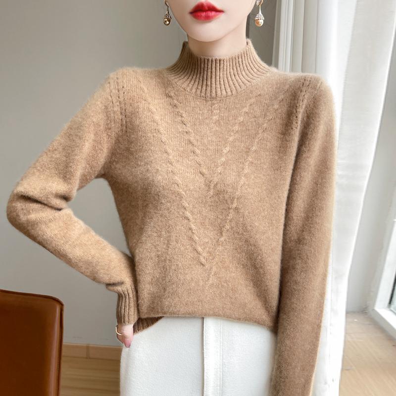 Women's Cashmere Sweater Qinghe Cashmere 30% Cashmere 70% Wool Autumn and Winter Cashmere Thick Pullover Soft and Warm